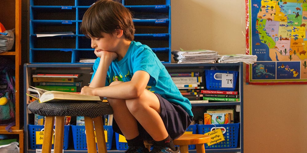 Student Reading In Classroom